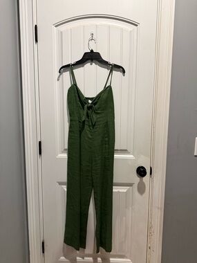 Faithfull the Brand Olive Green Tie-Front Jumpsuit